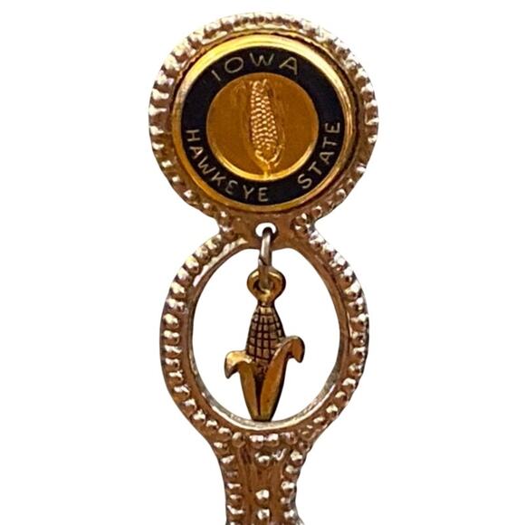 Iowa Hawkeye State Hanging Corn Bell Pewter Vintage Decorative Made in USA - Picture 1 of 9